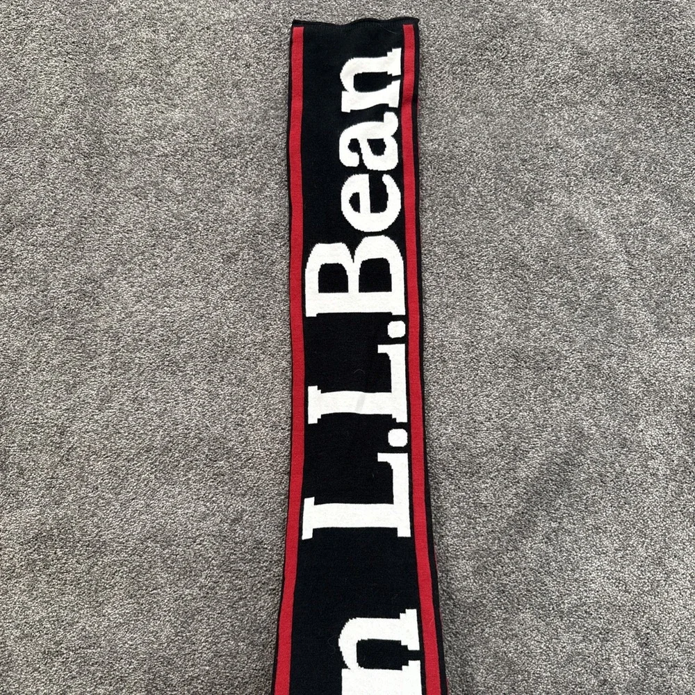 Classic LL Bean L.L. Bean Bold Spell Out Logo Scarf Wrap Red & Black